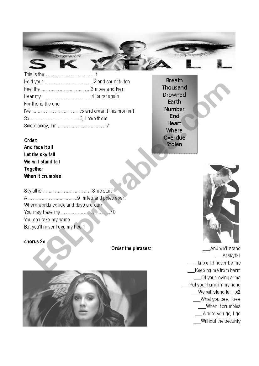 Skyfall - Adele worksheet