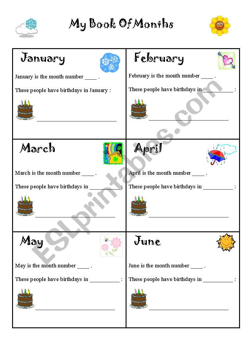 months of the year worksheet