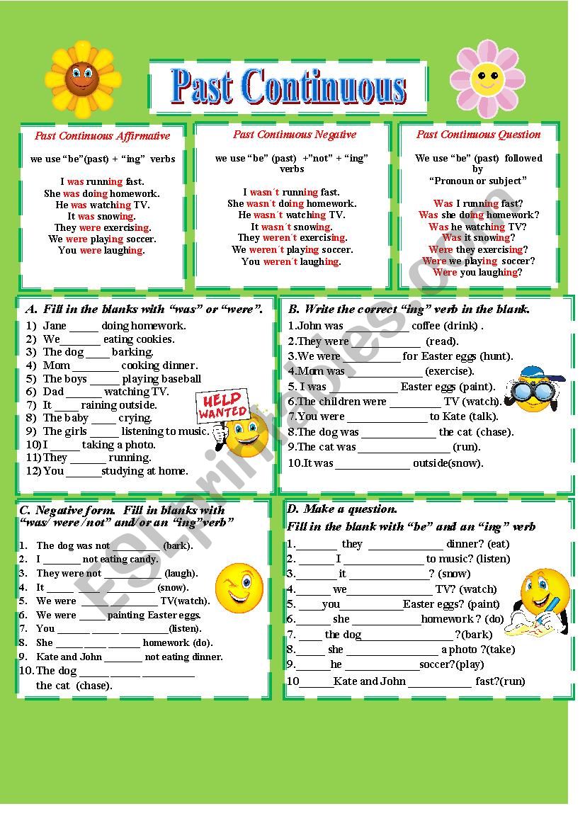 Past continuous worksheet