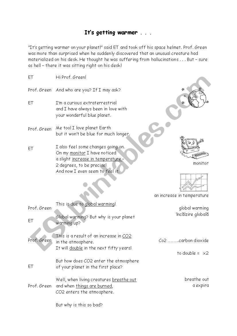 Reading about global warming worksheet