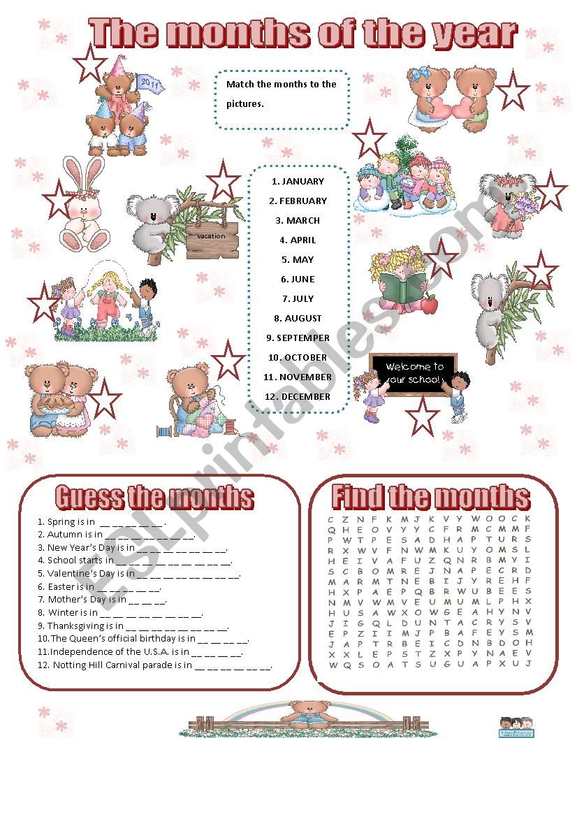 The months of the year worksheet