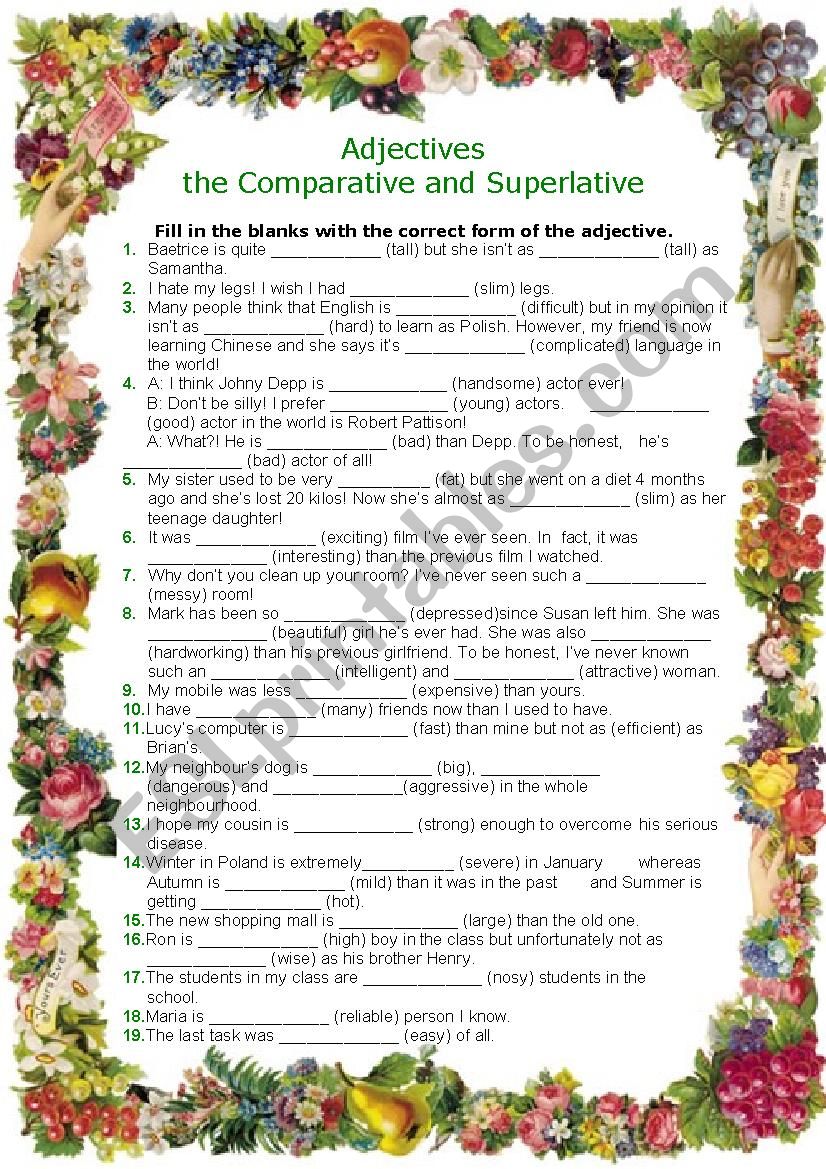 the comparative and superlative of adjectives