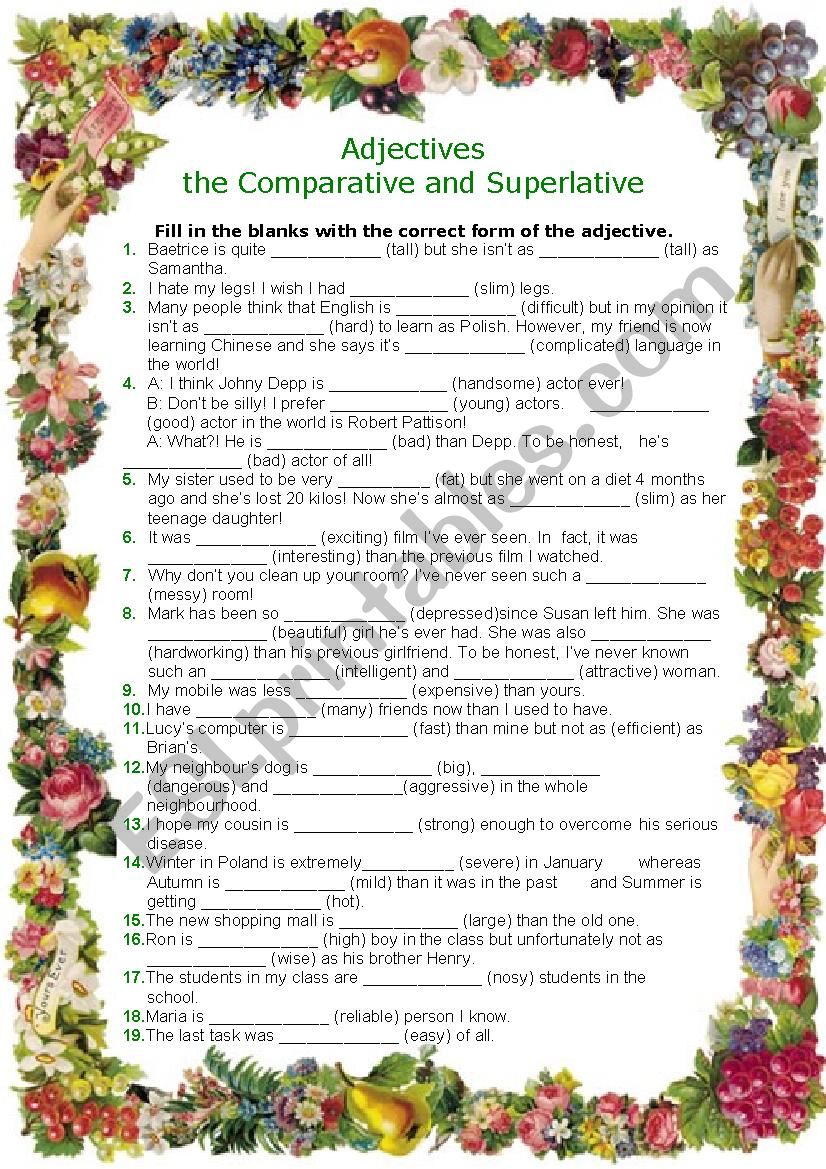 the comparative and superlative of adjectives