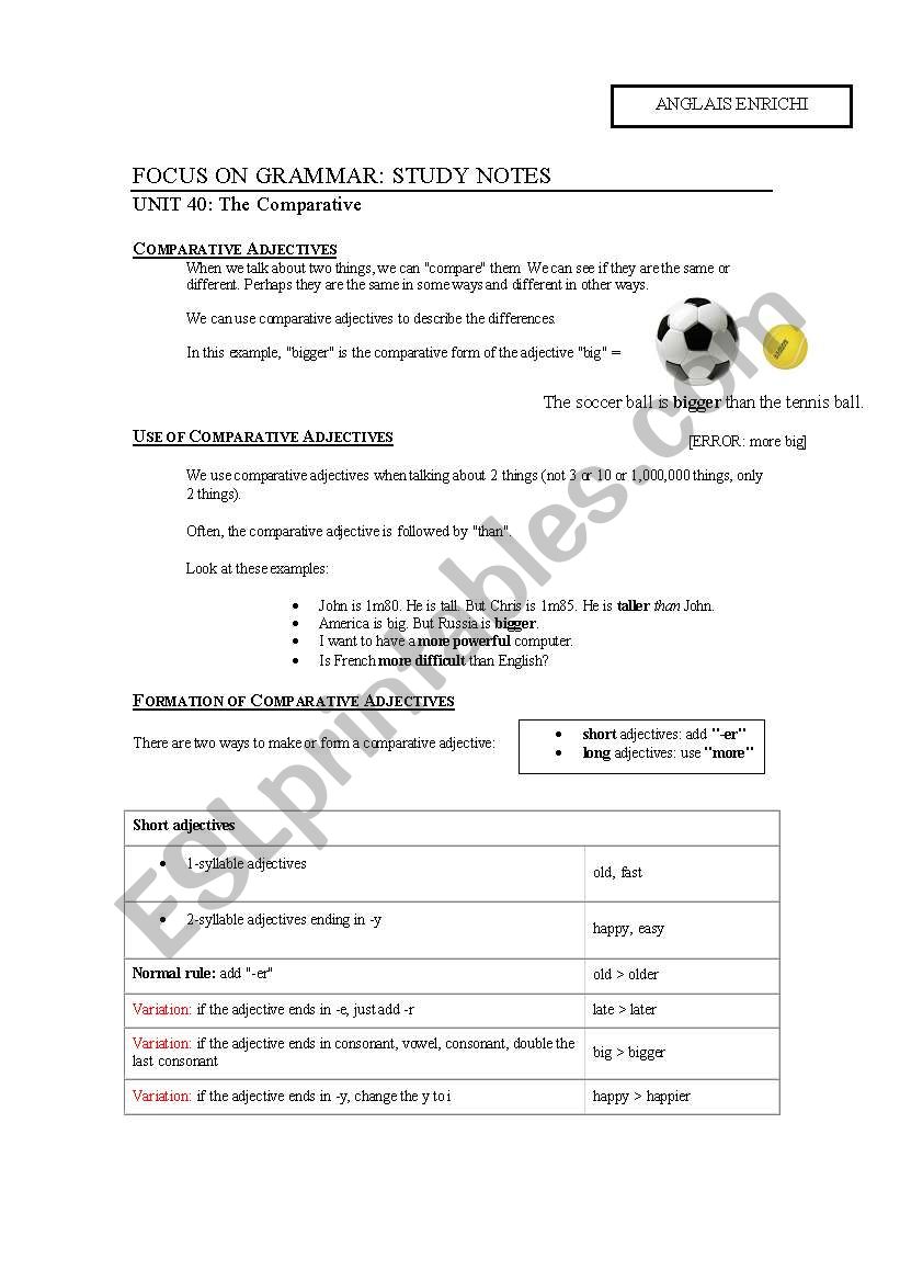 Comparatives & Superlatives worksheet