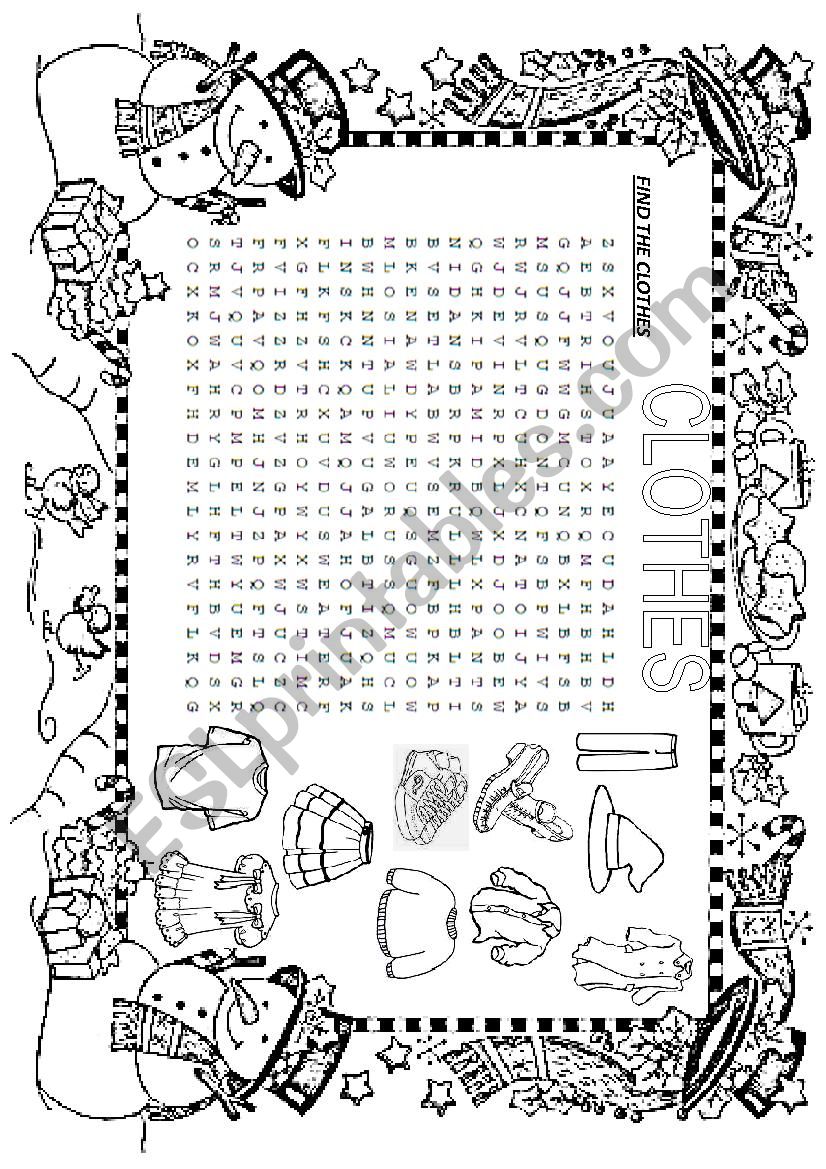 CLOTHES WORDSEARCH worksheet