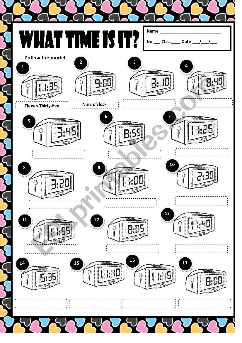 WHAT TIME IS IT? + KEY worksheet