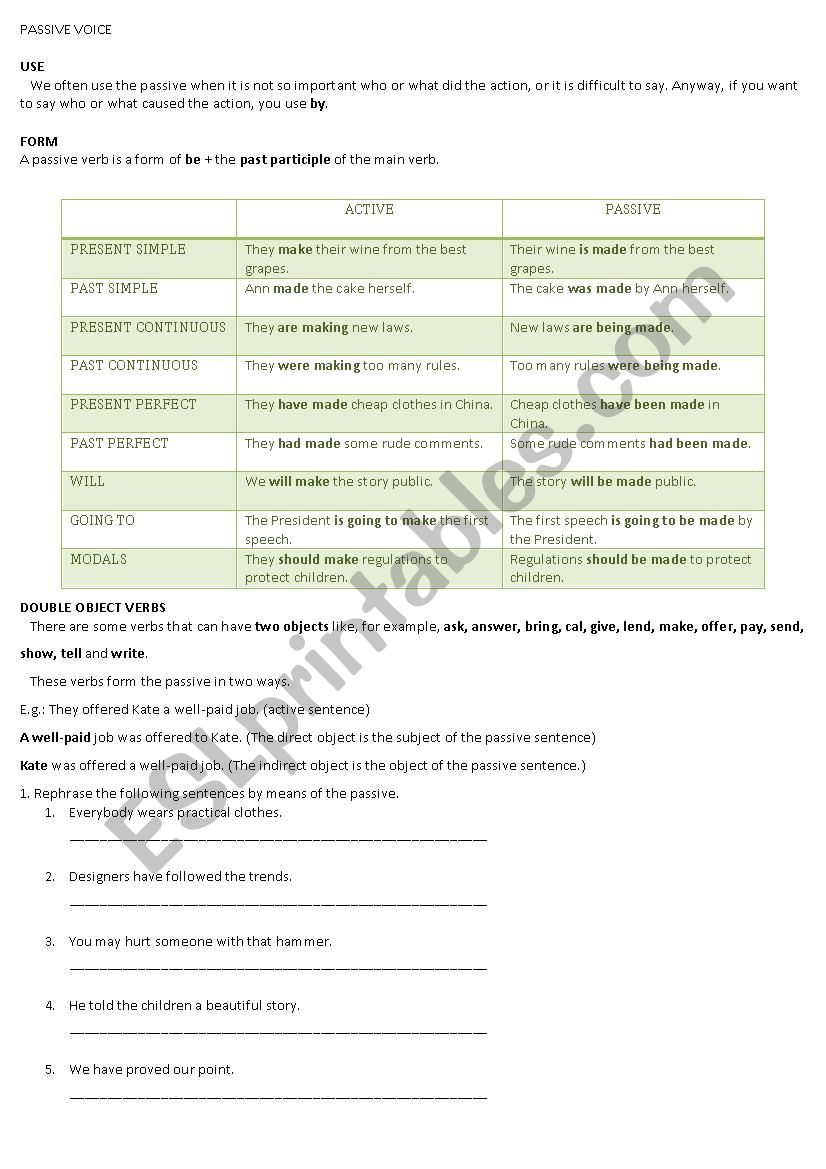 Passive voice and double object verbs