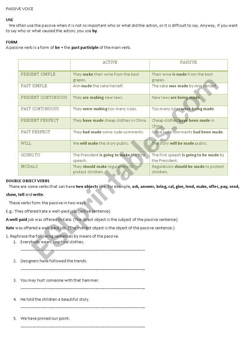 Passive voice and double object verbs