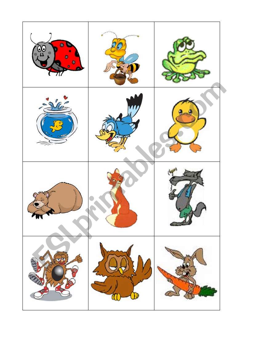 Animal Memory Cards worksheet