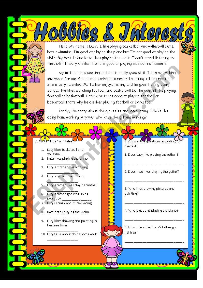 Hobbies & Interests  worksheet