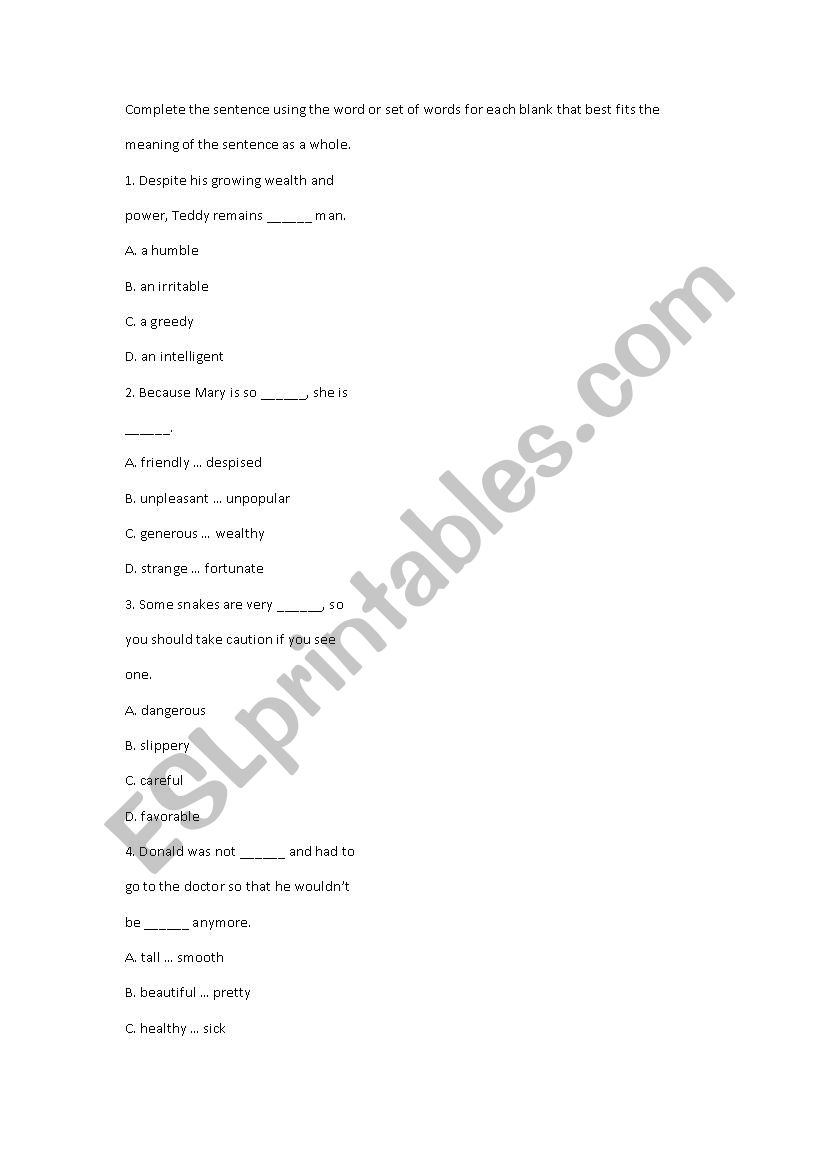 complete with the correct worksheet