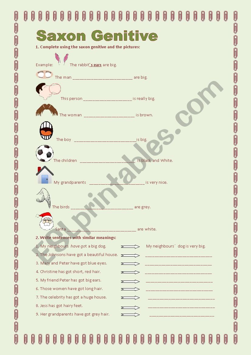 Saxon Genitive worksheet