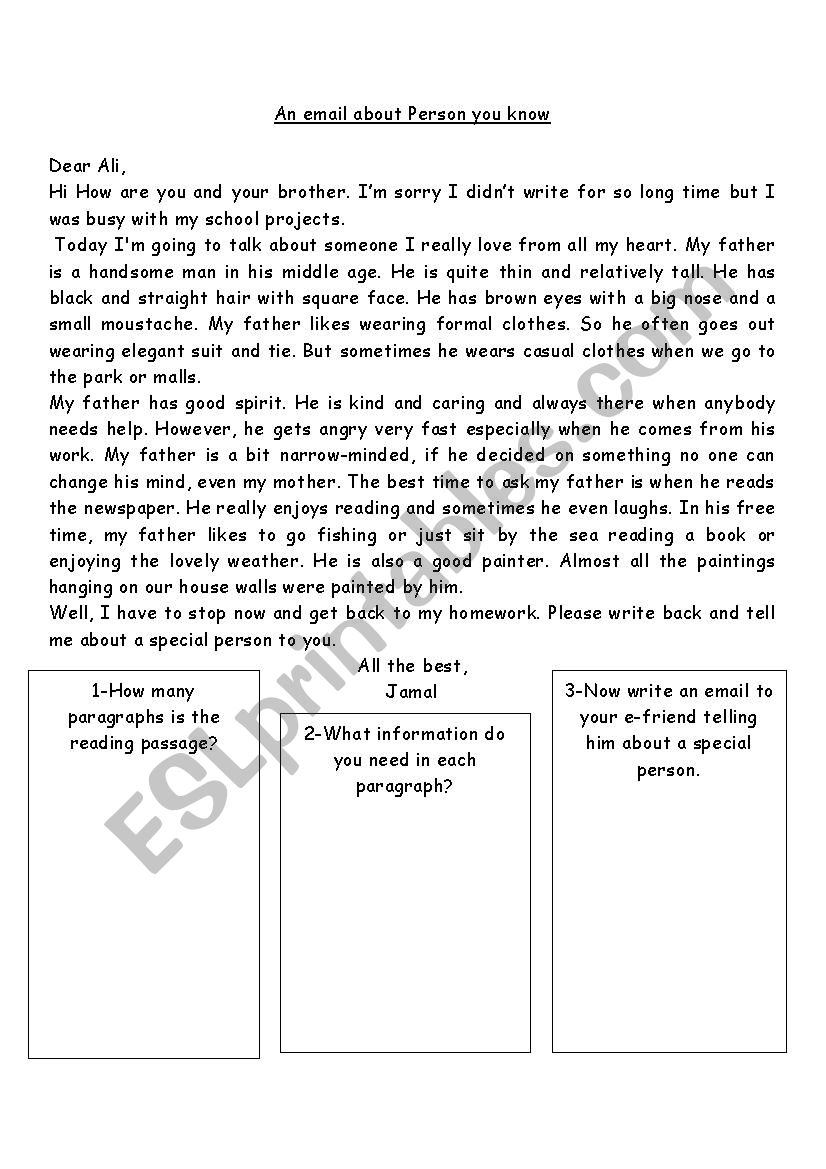 a special person to me worksheet