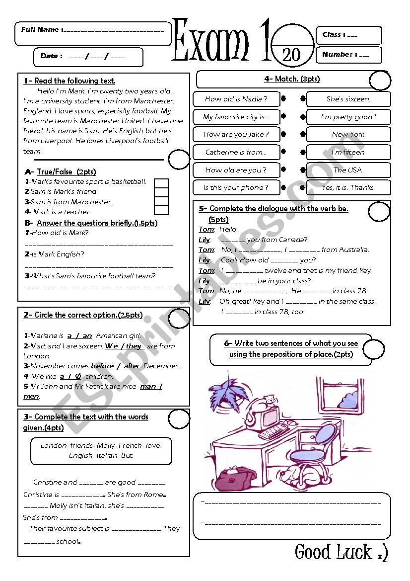 beginner exam worksheet