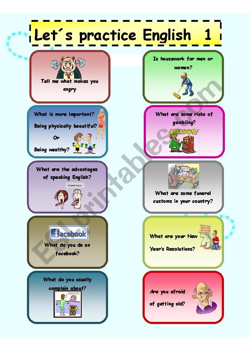 LetÂ´s practice English  ( speaking cards 1)