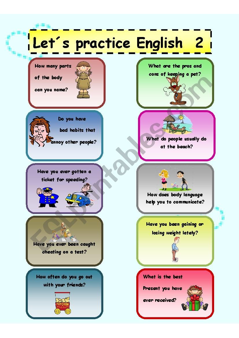 Lets parctice English ( speaking cards 2)