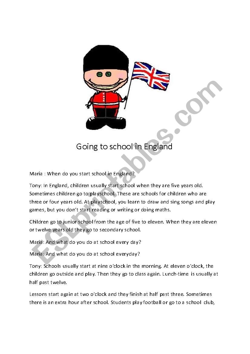 going to school in england worksheet