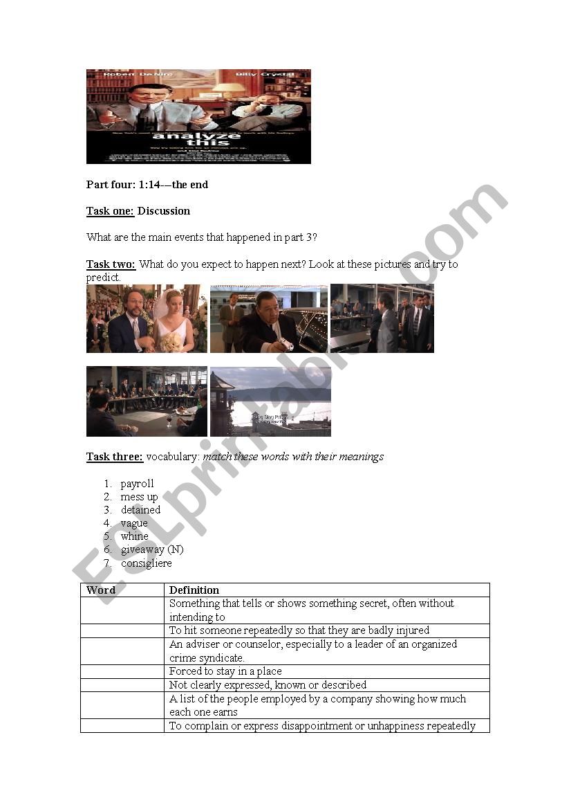 Analyze this a movie worksheet part four