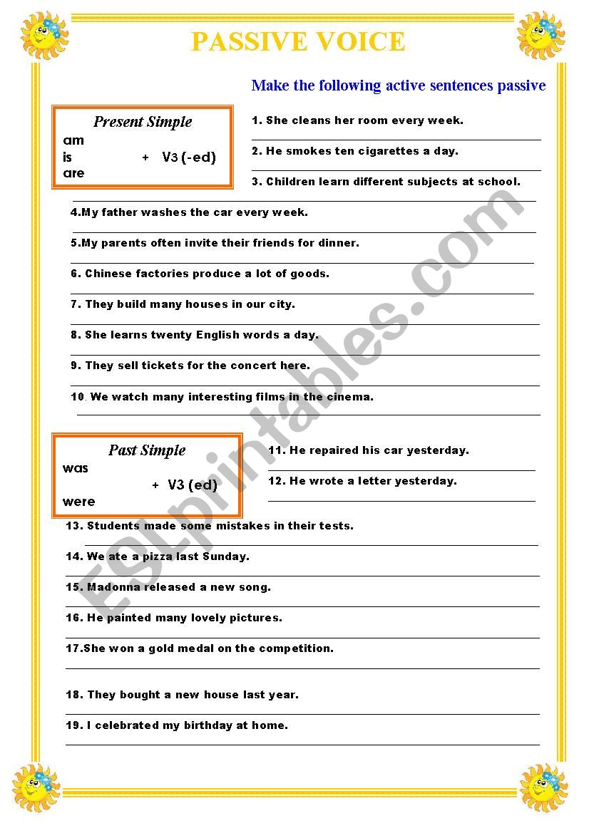 Passive Voice worksheet