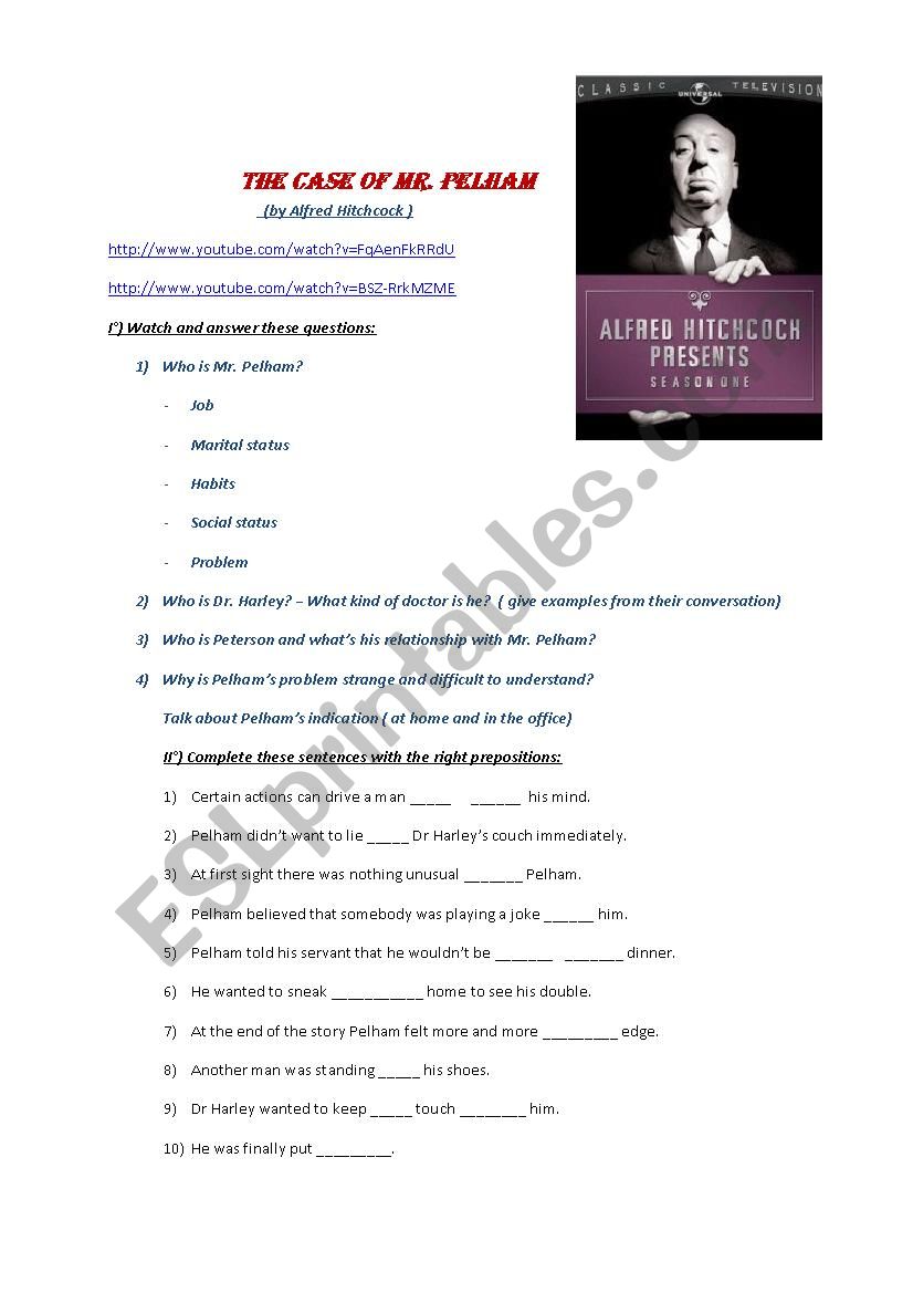 Film The case of Mr Pelham worksheet