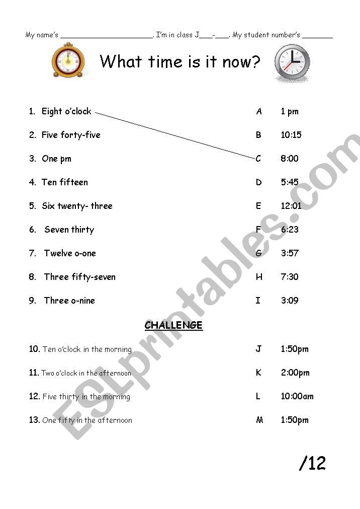Simple time worksheet worksheet