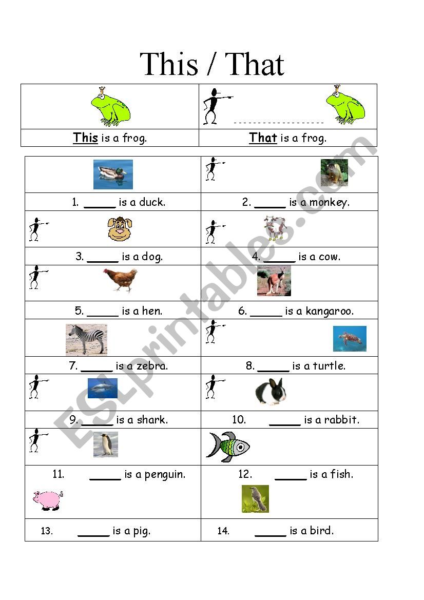 This / That - Animals worksheet
