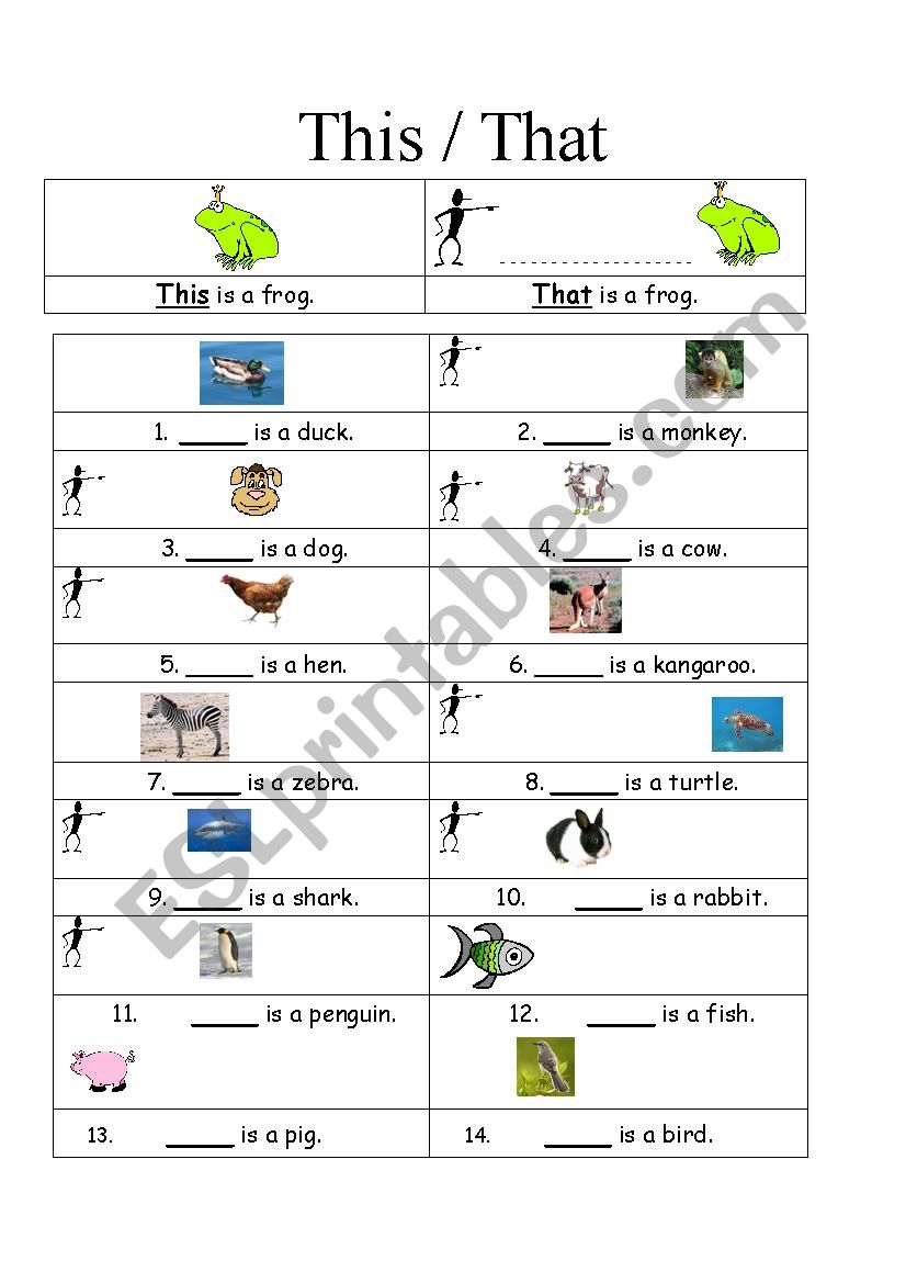This / That - Animals worksheet