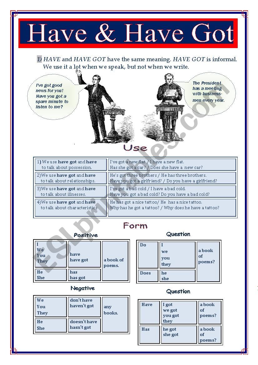  I HAVE or I HAVE GOT? worksheet