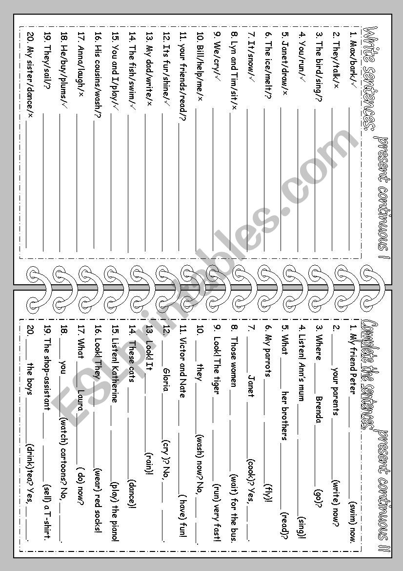 present continuous worksheet