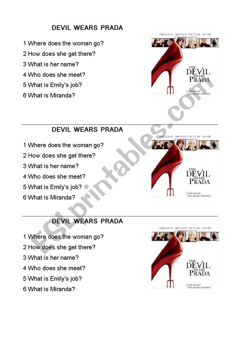 devil wears prada worksheet