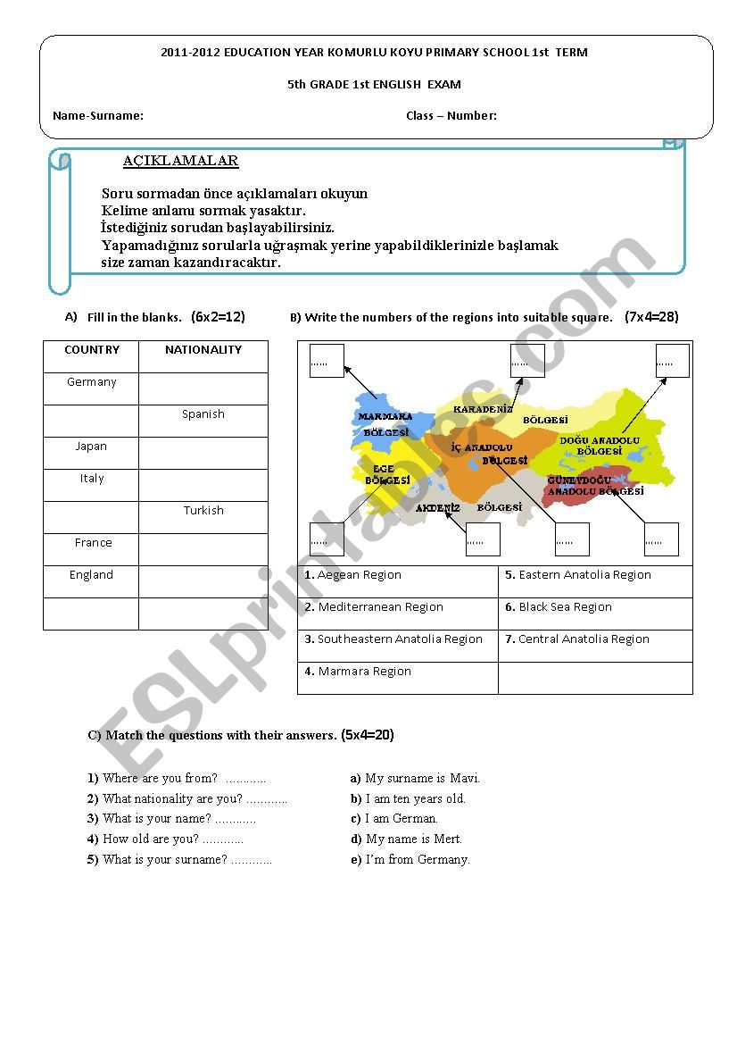 5th grade worksheet worksheet