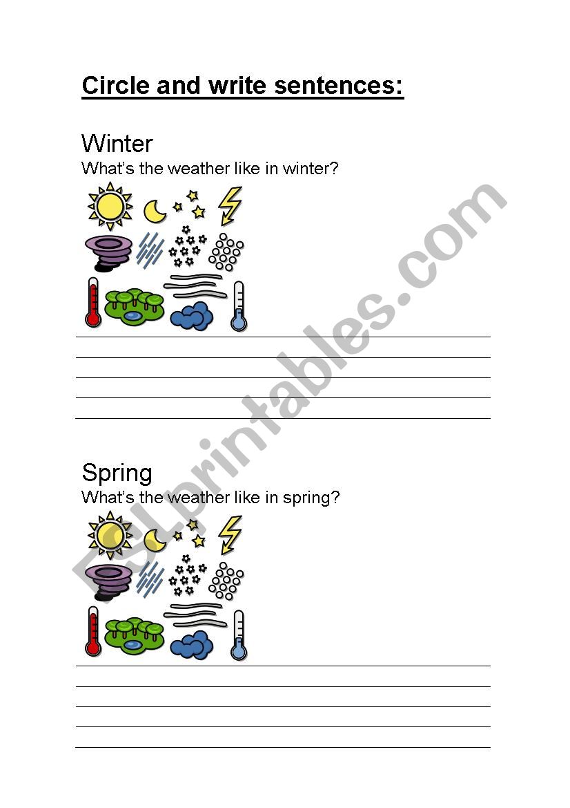 Seasons and weather worksheet