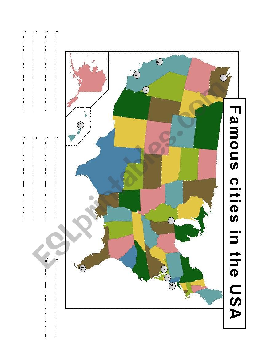 Maps of the USA ( famous cities + 50 states)