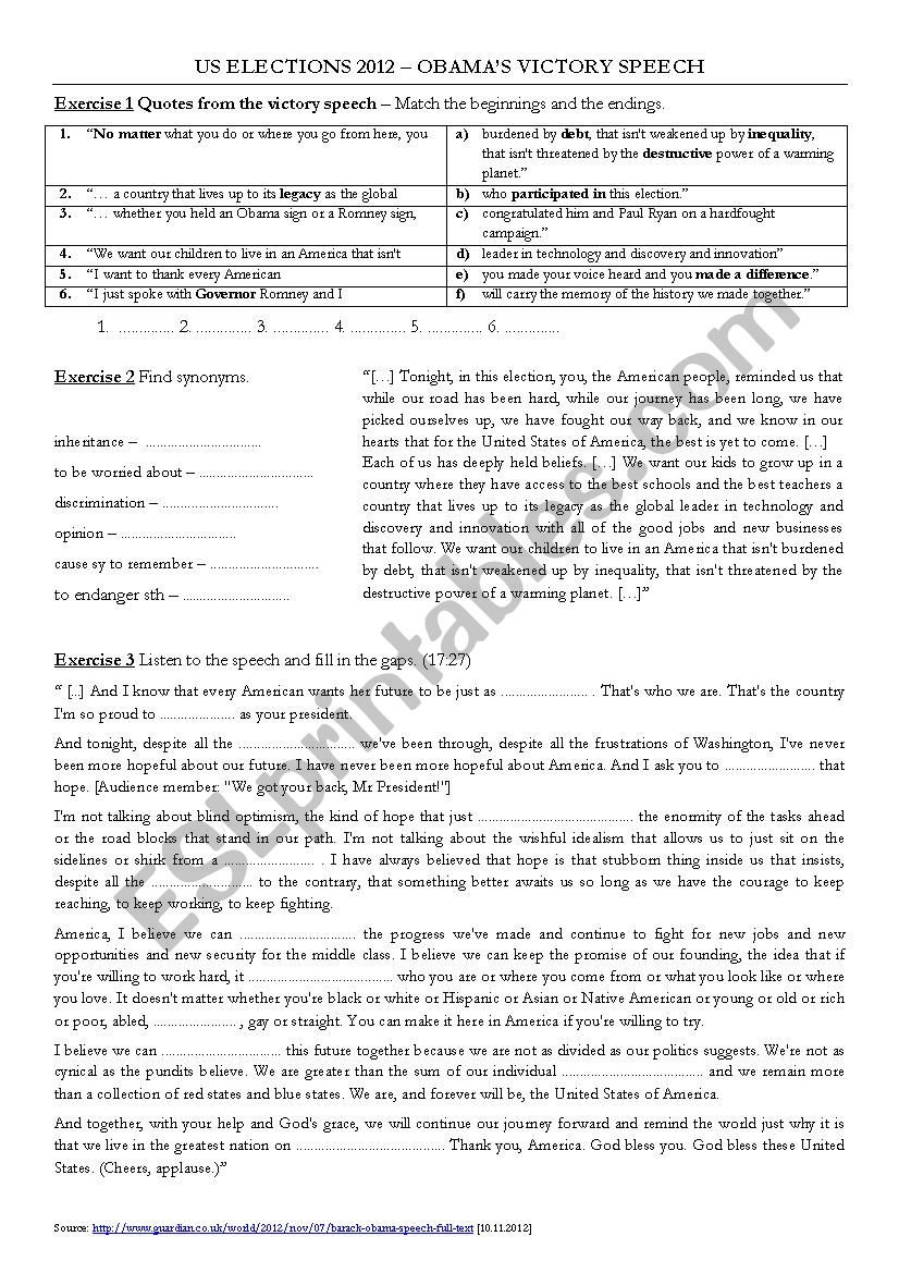 US elections - Obama´s victory speech