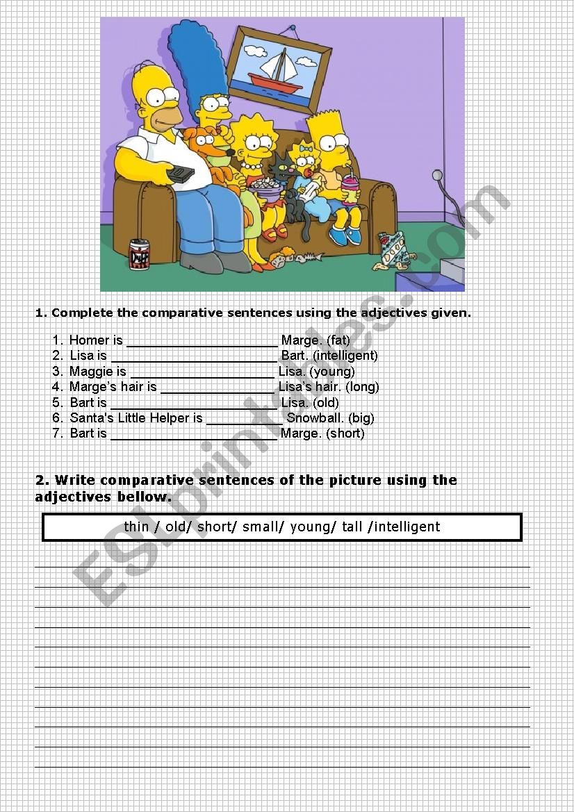 the simpsons. Comparative sentences. Comparative form