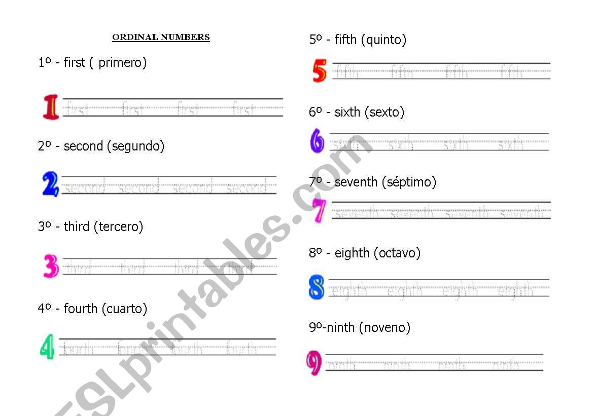numbers worksheet