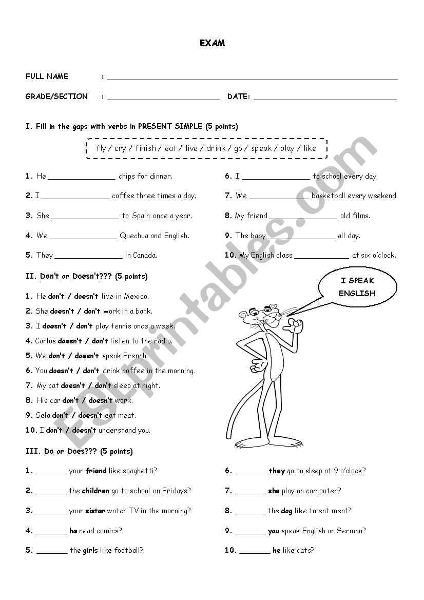 PRESENT SIMPLE  worksheet