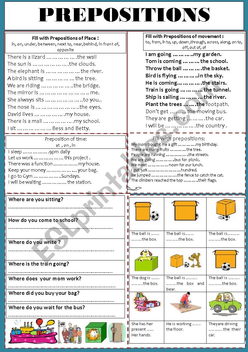 Prepositions  worksheet