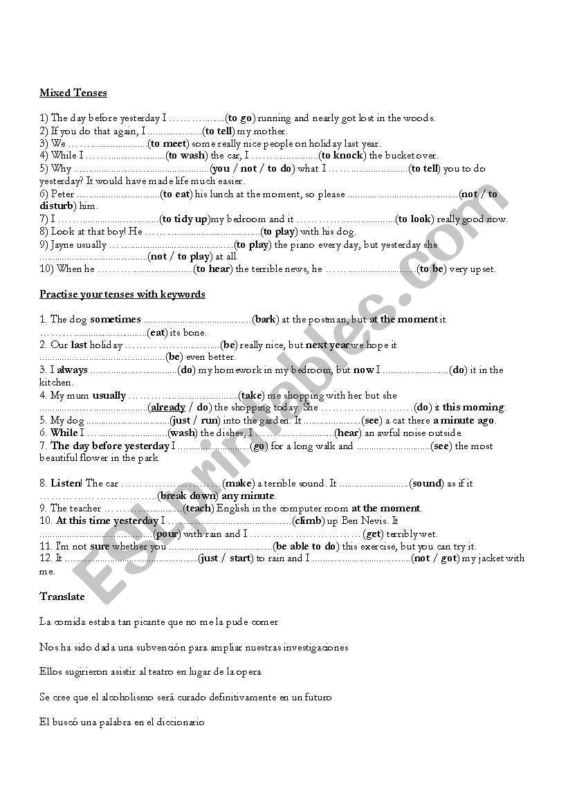 review exercises worksheet