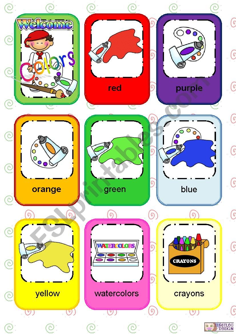 Colours flashcards worksheet