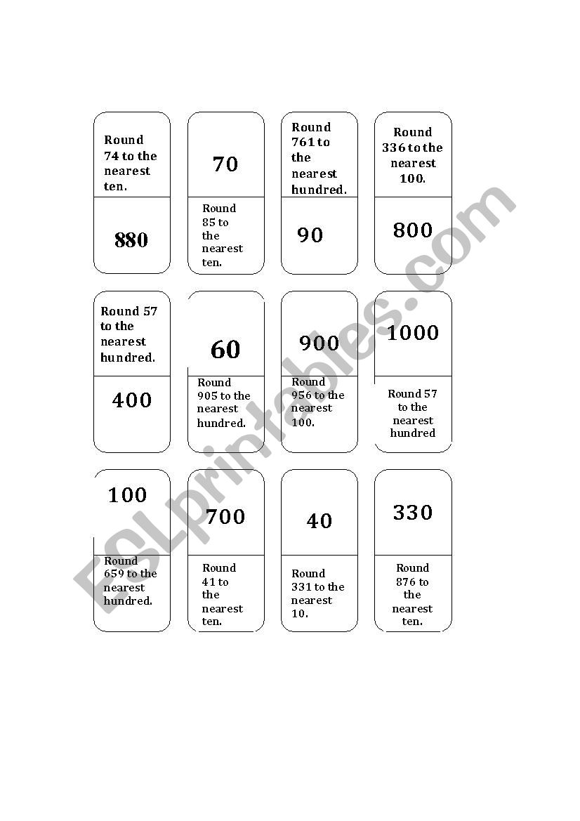 Rounding Dominoes worksheet