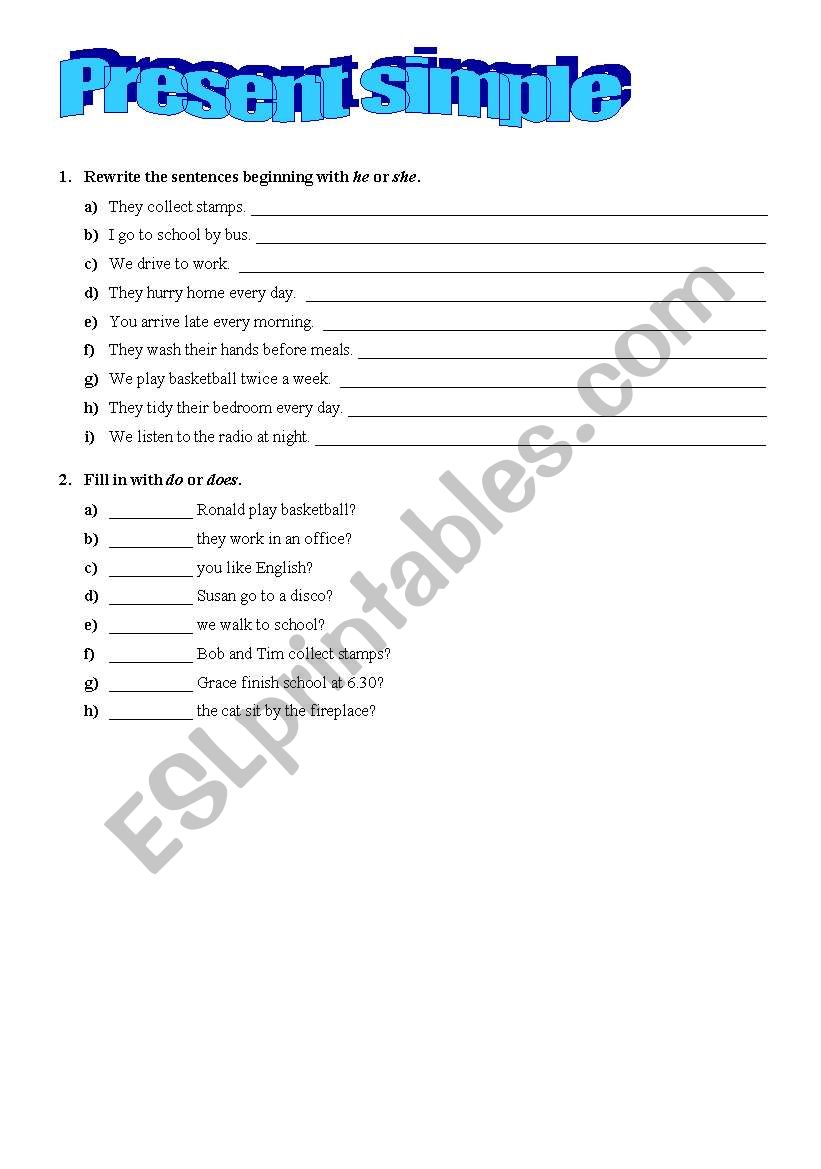 Present Simple worksheet