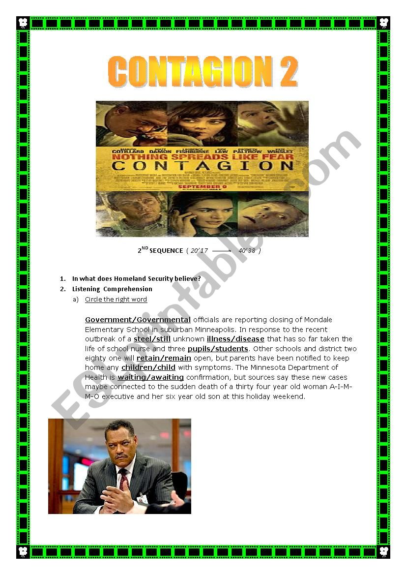 CONTAGION MOVIE SEQUENCE 2 (+keys) (4 pages)