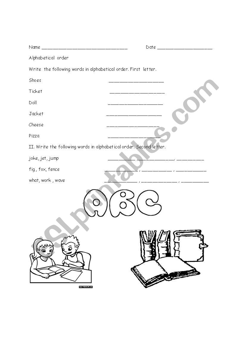 Alphabetical Order Quiz worksheet