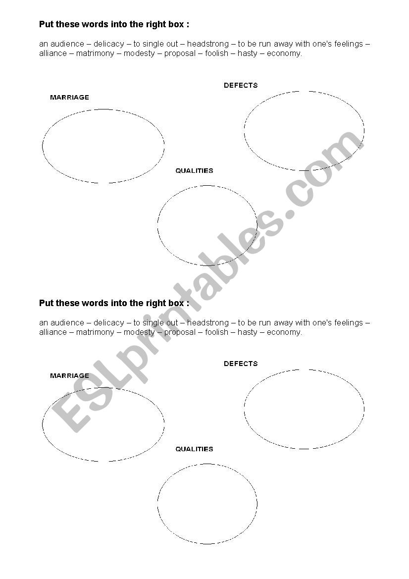 Vocabulary  worksheet