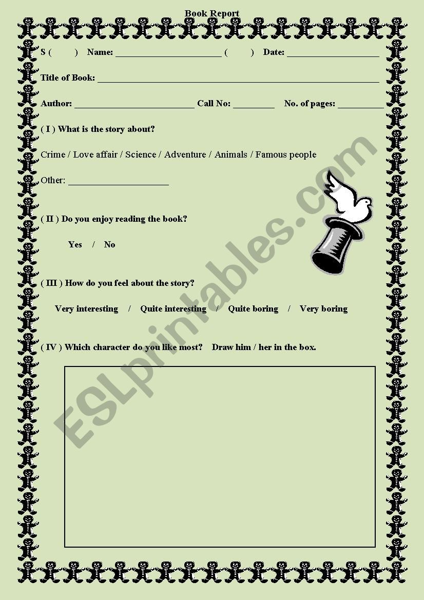 Book Report worksheet