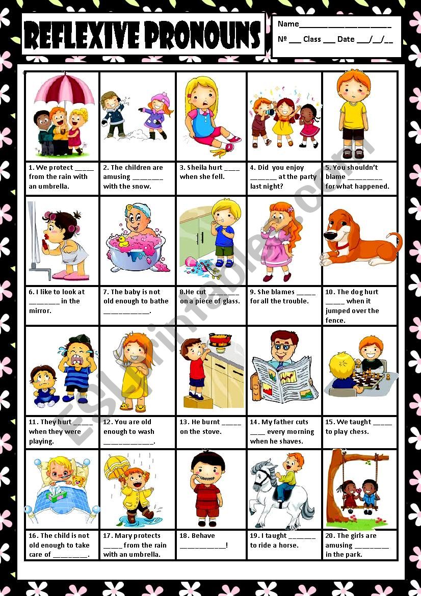 REFLEXIVE PRONOUNS + KEY worksheet