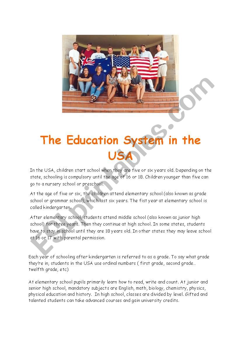 The education system in the USA