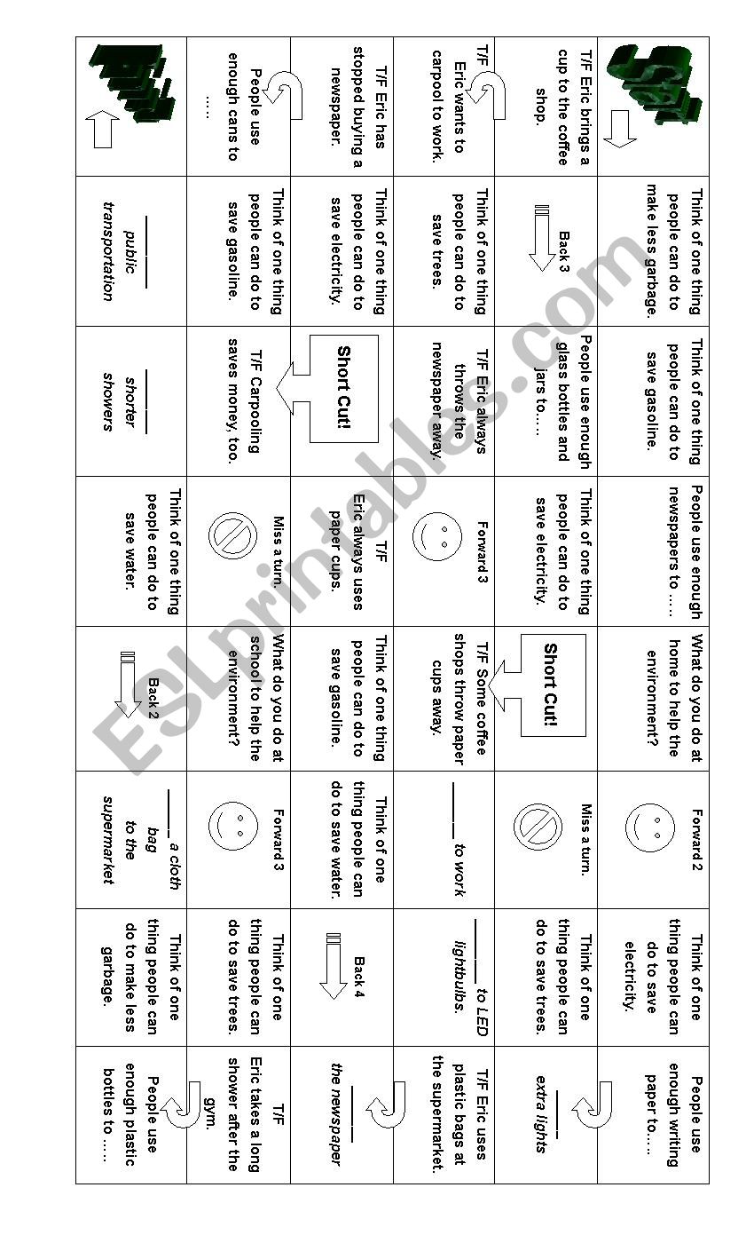 Environment game worksheet