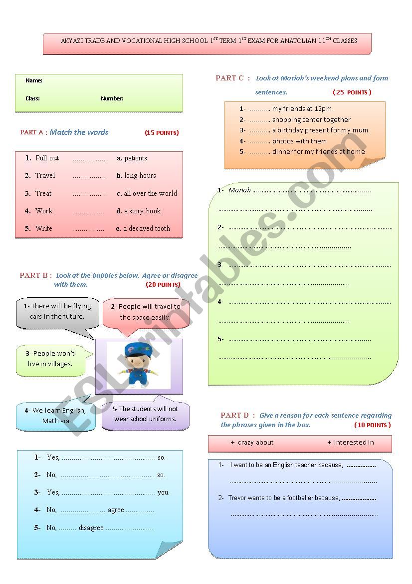 Exam worksheet